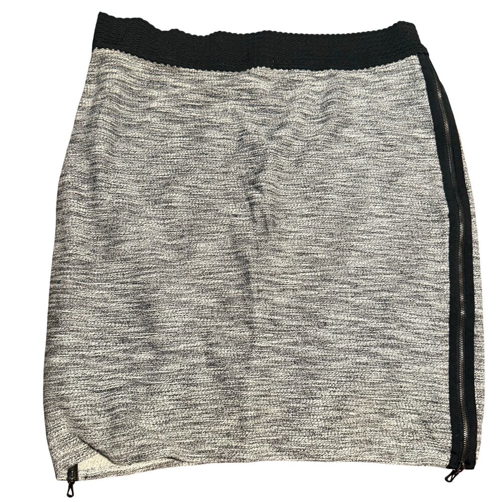 Anthropologie Leifsdottir Grey Textured Woven Mini Skirt, Size Zipper, Large